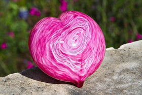 Pink Memorial Glass Heart Paperweight with Ash - Wonderful Rememberance Art and Memorial Gift