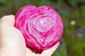 Pink Memorial Glass Heart Paperweight with Ash - Wonderful Rememberance Art and Memorial Gift