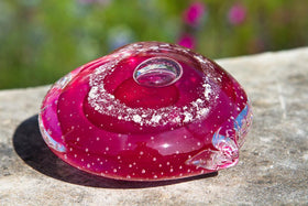 Pink Memorial Glass Heart with Cremation Ash from People and Pets