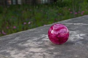 Pink Ruby Memorial Orb Paperweight with Cremains Ash From Person Dog or Cat
