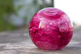 Pink Ruby Memorial Orb Paperweight with Cremains Ash From Person Dog or Cat