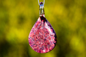 Pink Coral Teardrop Pendant with Infused Cremation Ash