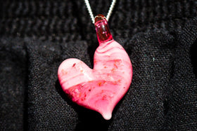 Opaque Glass Heart Pendant with Cremains