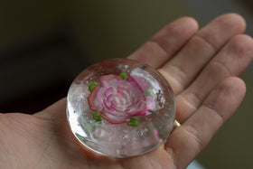 Large Rose Glass Touchstone with Infused Cremains