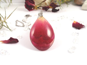 Funeral Flower Pressed Teardrop Pendant - Free Shipping