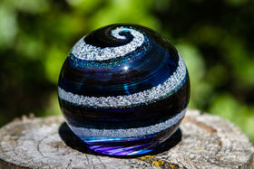 purple gold sphere with cremation ash