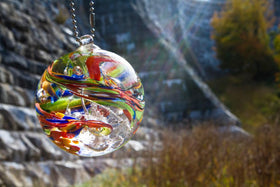 Rainbow Confetti Orb with Cremation Ash