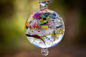 Rainbow Confetti Orb with Cremation Ash
