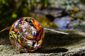 Rainbow Confetti Paperweight with Cremation Ash