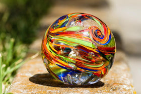 Rainbow Confetti Paperweight with Cremation Ash
