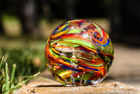 Rainbow Confetti Paperweight with Cremation Ash