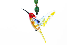 Red Headed Hummingbird Sympathy Gift with Tiger Eye and Turquiose Beading
