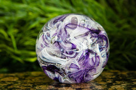 Looped Ribbon Glass Orb with Cremains