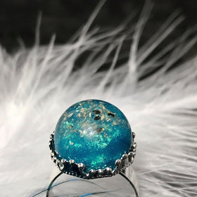 Ring and Earring Set with Infused Ashes - Pearl Finish