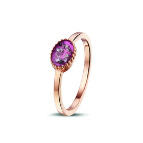Rose Gold Ring with Cremation Ash - Thin Band
