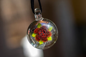 Lampwork Rose Pendant with Infused Cremains
