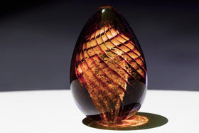 Salmon Spiral Glass Egg with Cremains