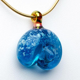 Sapphire Nautilus Shell Glass Pendant with Infused  Ash