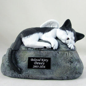 Short Haired Custom Painted Ceramic Cat Urn