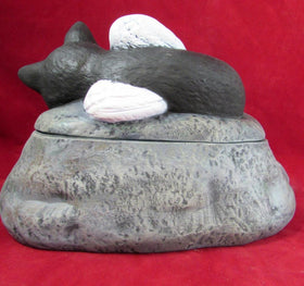 Short Haired Custom Painted Ceramic Cat Urn