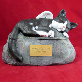 Short Haired Custom Painted Ceramic Cat Urn