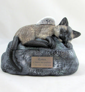 Short Haired Custom Painted Ceramic Cat Urn