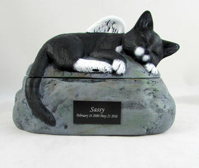 Short Haired Custom Painted Ceramic Cat Urn