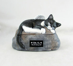 Short Haired Custom Painted Ceramic Cat Urn