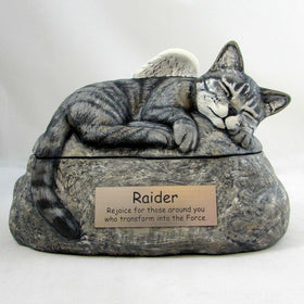 Short Haired Custom Painted Ceramic Cat Urn