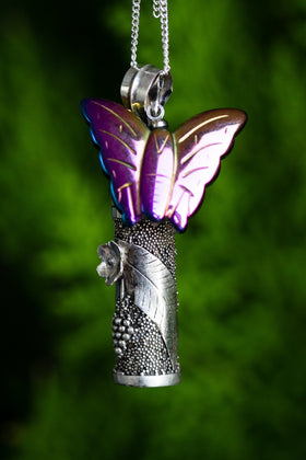 Silver Cremation Necklace with Butterfly Charm