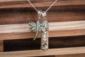 Silver Daisy and Dragonfly Sympathy Necklace