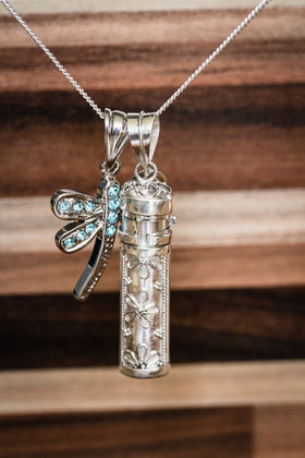Silver Daisy and Dragonfly Sympathy Necklace
