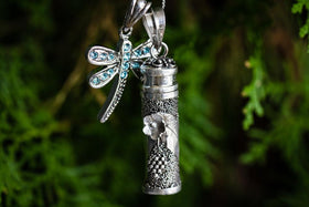 Silver Flower Dragonfly Sympathy Necklace