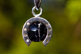 Horseshoe Sterling Silver Pendant with Cremains Infused 12mm Marble