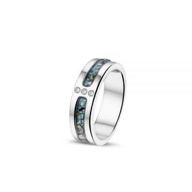 Silver Ring with Cremation Ash 3 Gem