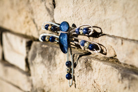 Dragonfly Memorial Ornament - Silverwrapped with Jasper and Sodalite