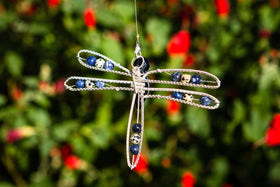 Dragonfly Memorial Ornament - Silverwrapped with Jasper and Sodalite