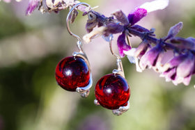 Sterling Silver Earrings with 12mm Glass Marbles Infused with Cremains - Lily Style