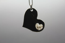 Silver Heart Pendant with Cutout for Cremation Ashes