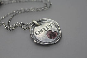 Wax Seal Pendant with Cremains Heart and Name