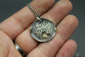 Wax Seal Pendant with Cremains Heart and Name
