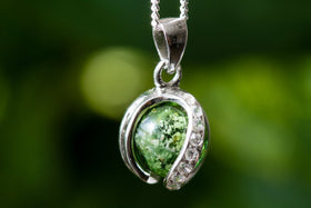 Sparkle Silver Pendant with 10mm Translucent Glass Marble Infused with Cremains