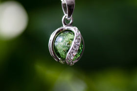 Sparkle Silver Pendant with 10mm Translucent Glass Marble Infused with Cremains