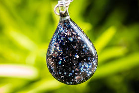Starry Teardrop Pendant with Infused Cremation Ash