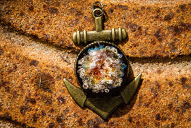 Steampunk Anchor Pendant Cremation Ash Cabochon
