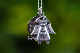 Sterling Silver Cat Angel with 'Forever in my Heart' Saying