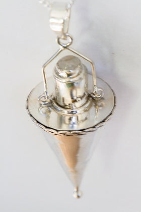 Sterling Silver Cone Keepsake Pendant Necklace For Cremains or Hair