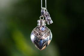 Sterling Silver Heart Keepsake Necklace with Silver Poodle Charm