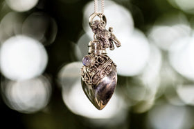 Sterling Silver Heart Keepsake Necklace with Silver Poodle Charm