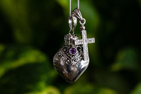 Sterling Silver Heart Pendant with Cross
